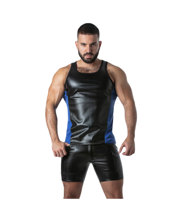 Locker Gear Punch Hole Leatherette Tanktop Blue
