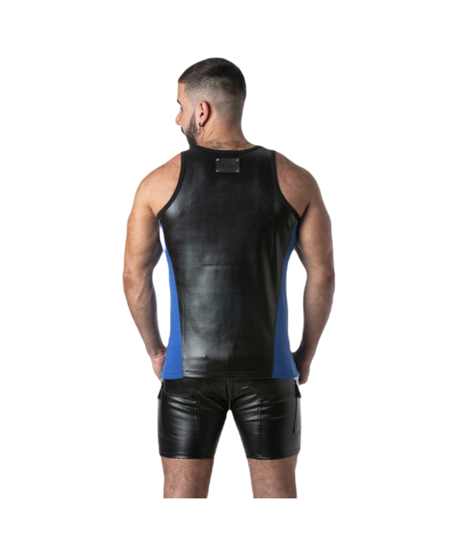 Locker Gear Punch Hole Leatherette Tanktop Blue