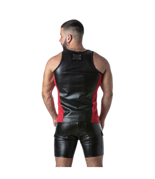 Locker Gear Punch Hole Leatherette Tanktop Red