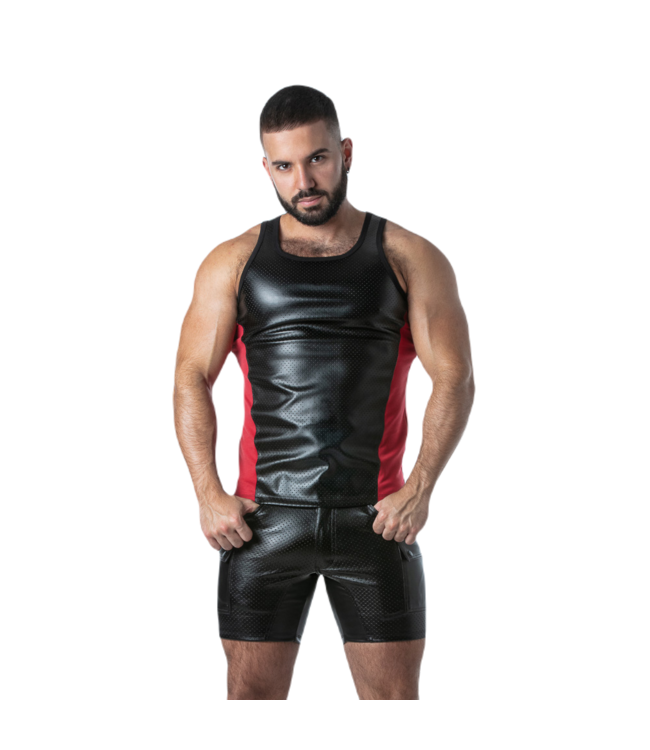 Locker Gear Punch Hole Leatherette Tanktop Red