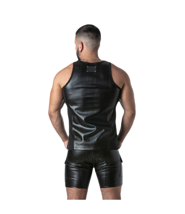 Locker Gear Punch Hole Leatherette Tanktop Black