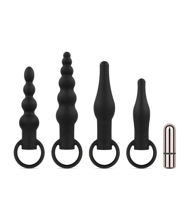 Anal Plug Set With Bullet Vibrator - Black