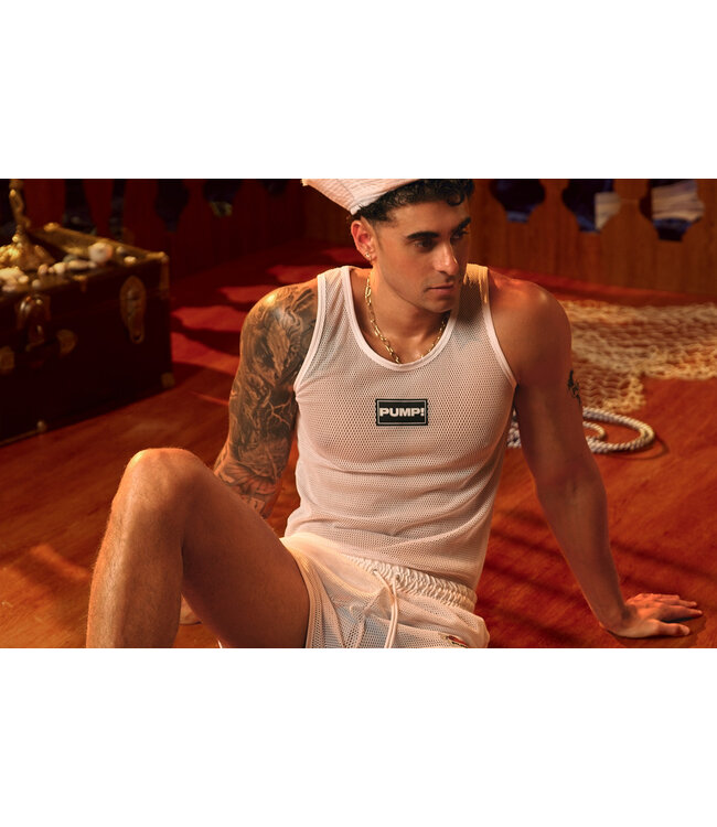 PUMP White Mesh Tank Top