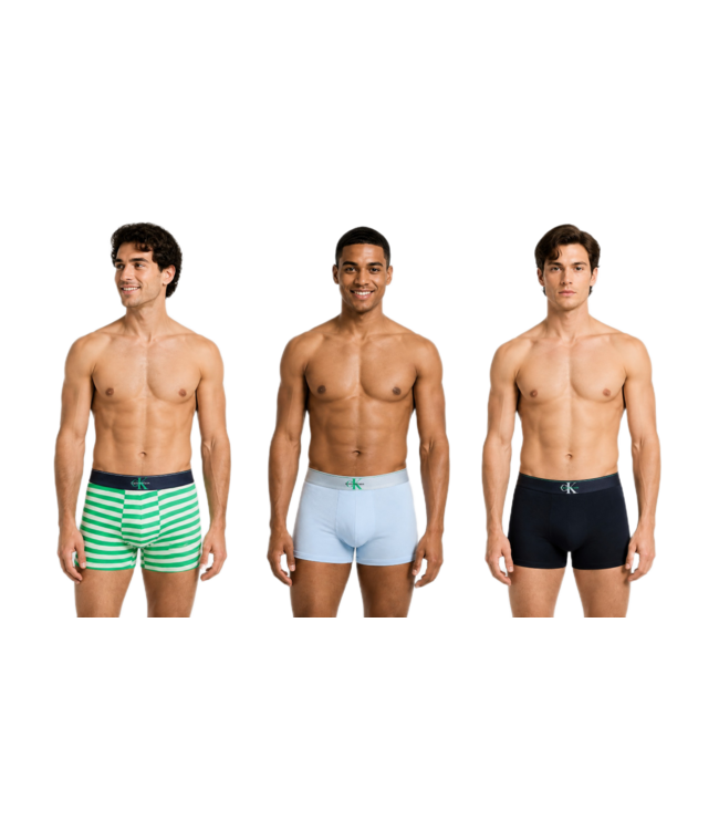 Calvin Klein 3-Pack Boxers Navy - Pastel Blue - Green