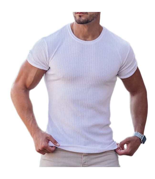 Ribbed Short-Sleeve T-Shirt White