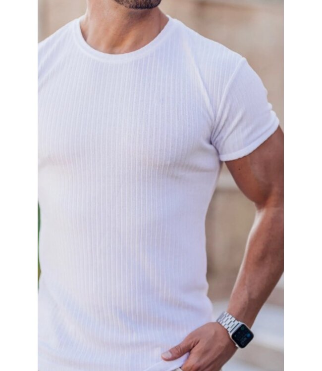F4M  Ribbed Short-Sleeve T-Shirt White