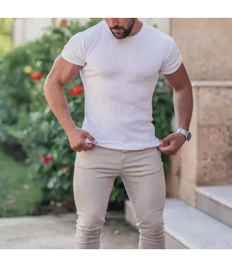 Ribbed Short-Sleeve T-Shirt White