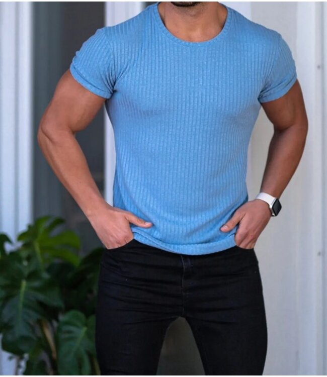 F4M Short-Sleeve T-Shirt Light Blue