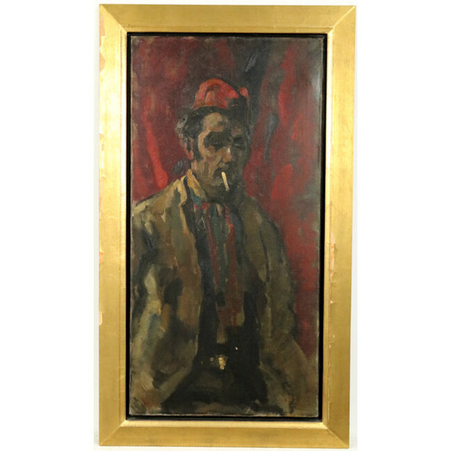 Noltee Cor (1903-1967) - Olieverf - zelfportret met rode cap