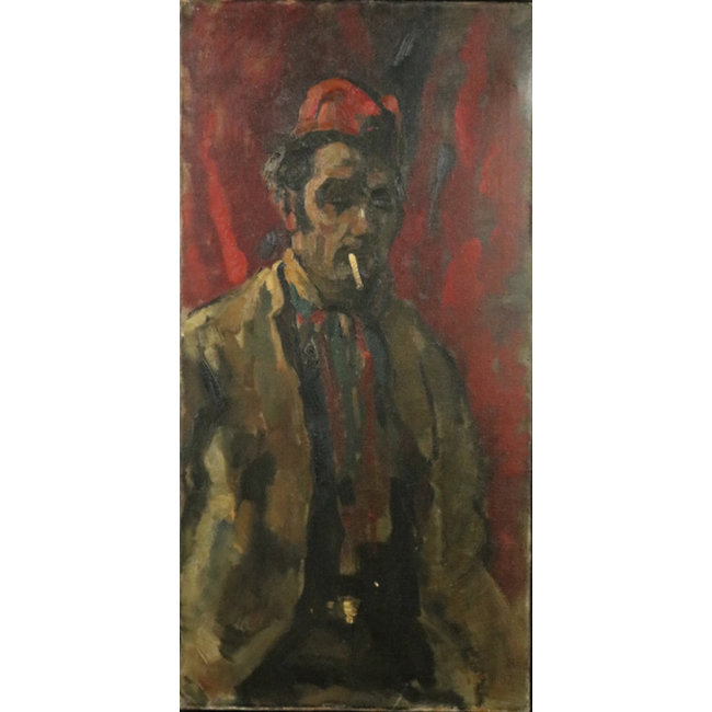 Noltee Cor (1903-1967) - Olieverf - zelfportret met rode cap