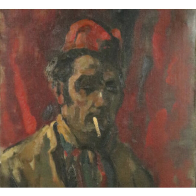 Noltee Cor (1903-1967) - Olieverf - zelfportret met rode cap