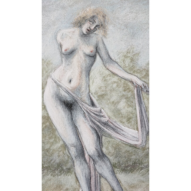 Hartog Mira den (1977) - Pastelkrijt - Naakt met drapering