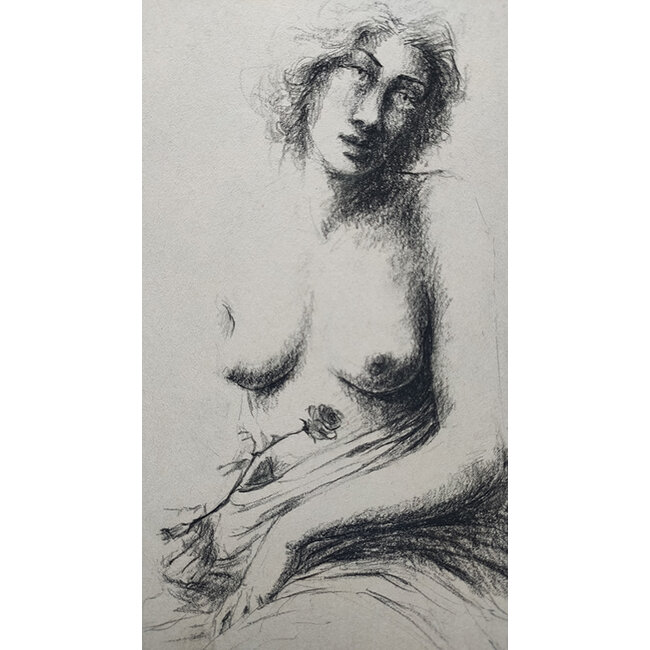 Hartog Mira den (1977) - Tekening - naakt met roos