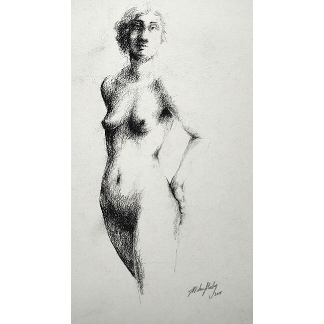 Hartog Mira den (1977) - Tekening - staand naakt met handen op billen