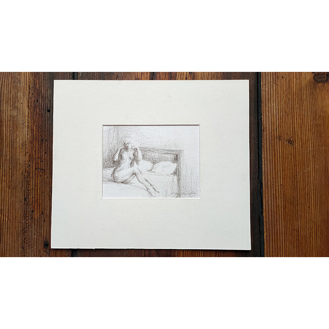 Hartog Mira den (1977) - Tekening - zittend naakt op bed