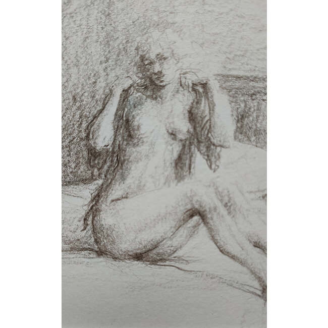 Hartog Mira den (1977) - Tekening - zittend naakt op bed