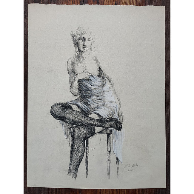 Hartog Mira den (1977) - Tekening - vrouwelijk naakt op stoel - Pastelkrijt