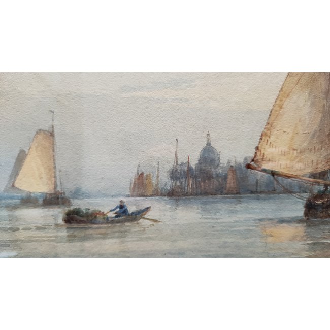 Aldridge Frederik James (1850-1933) Brits - getiteld "Dort" - Oude Maas voor de stad Dordrecht