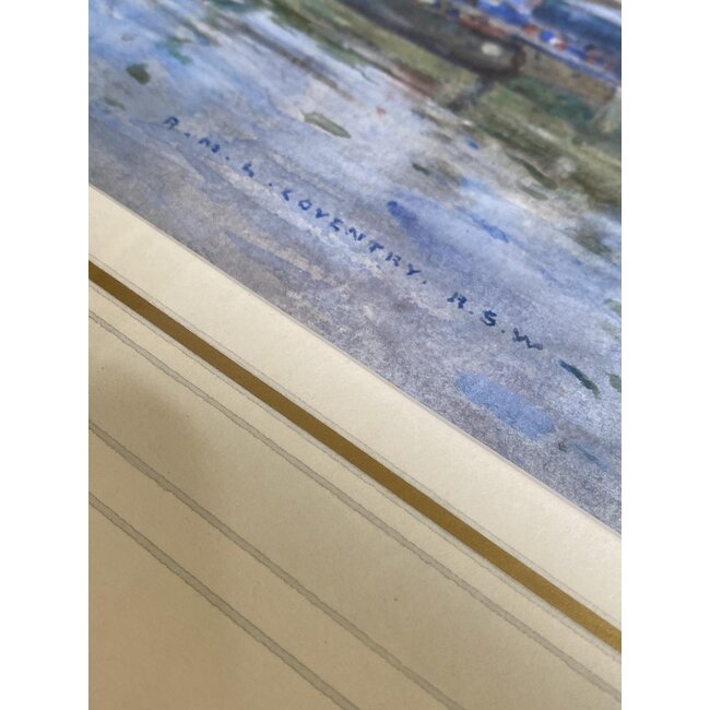 Bright Henry 1810 - 1873 - Brits Aquarel - Havengezicht - mogelijk Rotterdam/Schiedam