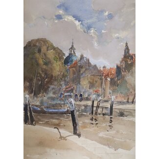 Bruhl Louis Burleigh 1861-1942 Aquarel - Groothoofd - Dordrecht