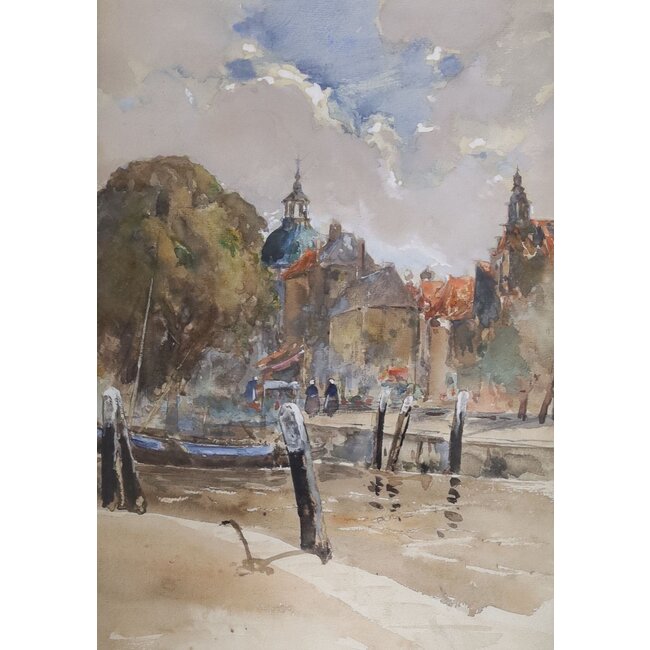 Bruhl Louis Burleigh 1861-1942 - Aquarel - Groothoofd - Dordrecht