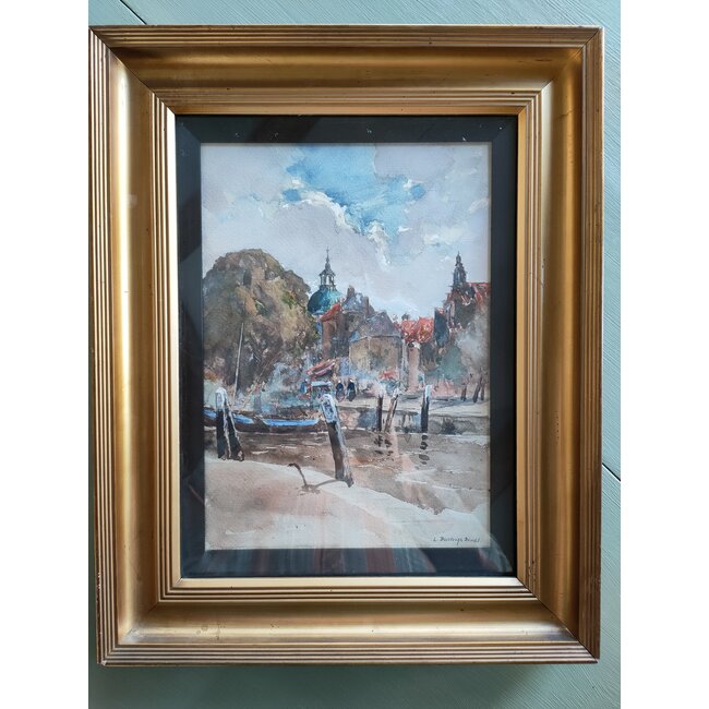 Bruhl Louis Burleigh 1861-1942 - Aquarel - Groothoofd - Dordrecht