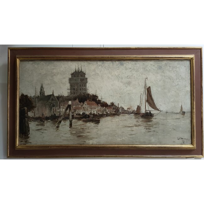 Bunn George 1847- na 1897 Amerikaan - Olieverf - Italiaanse havenstad