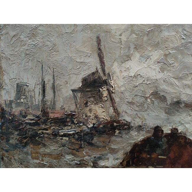 Bunn George 1847- na 1897 Amerikaan - Olieverf - "On the Scheldt"