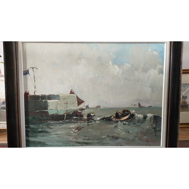 Chatten Geofrey 1938 - Olieverf - Havenmond