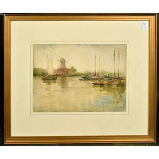 Edmonston agnes 1885-1921 Schotse Oude Maas voor Dordrecht met windmolen