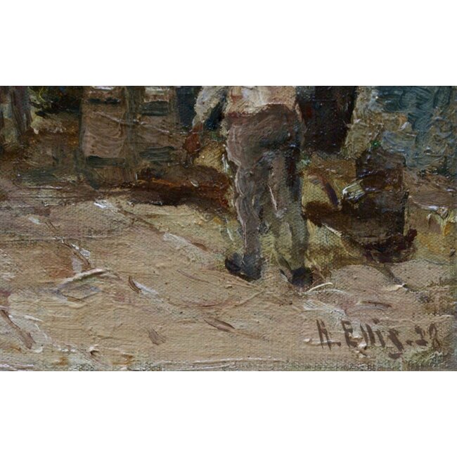 Ellis Howard 1887-1962 - Havengezicht met drukte op de kade