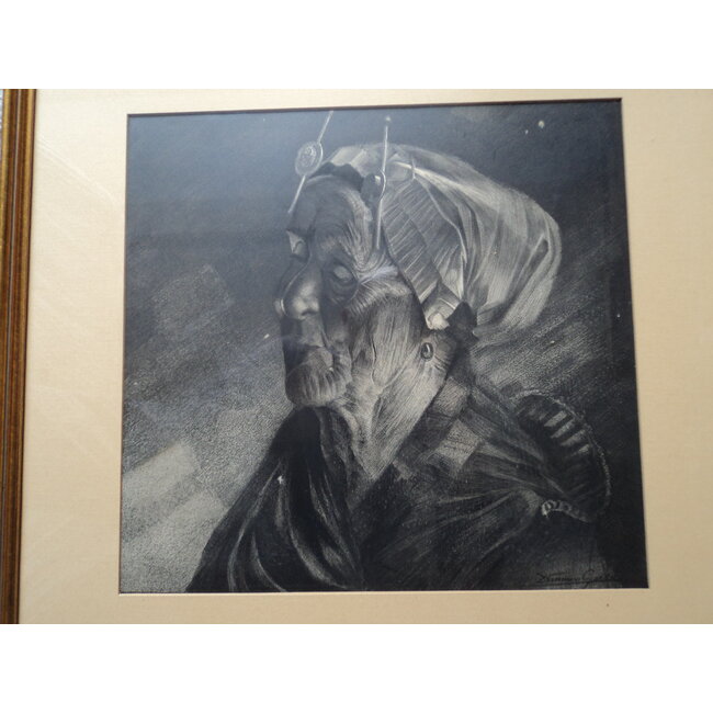 Gestel Dimmen 1881-1941 - Ets - portret vrouw in klederdracht