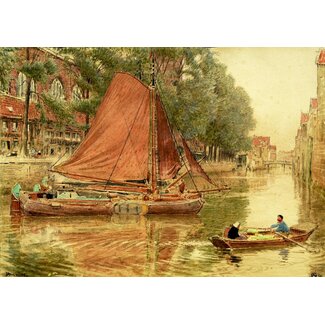 Goodwin Albert 1845-1932 Aquarel - Voorstraatshaven - Dordrecht