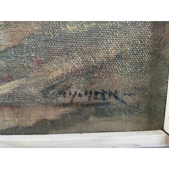 Heck Thomas van 1910-2006 - Olieverf - stilleven met fruitschaal en fles