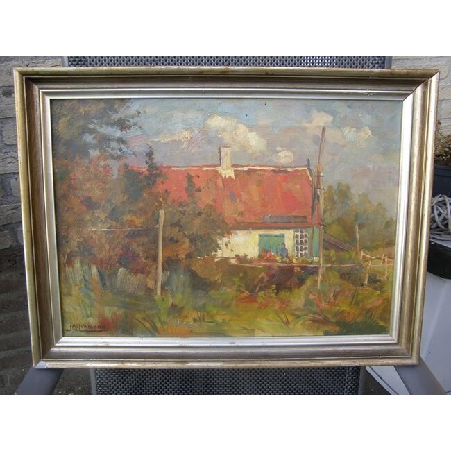 Hohmann Jan Alexander 1896-1967 - Olieverf - Huisje in de Biesbosch