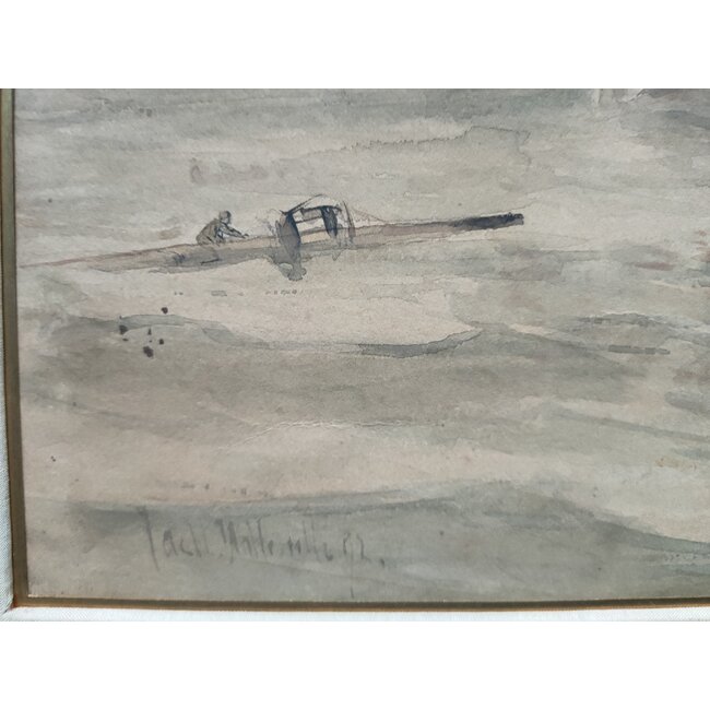 Hollestelle Jacob Huijbrecht 1858-1920 - Tekening - Oorlogsbodem in een zeeslag