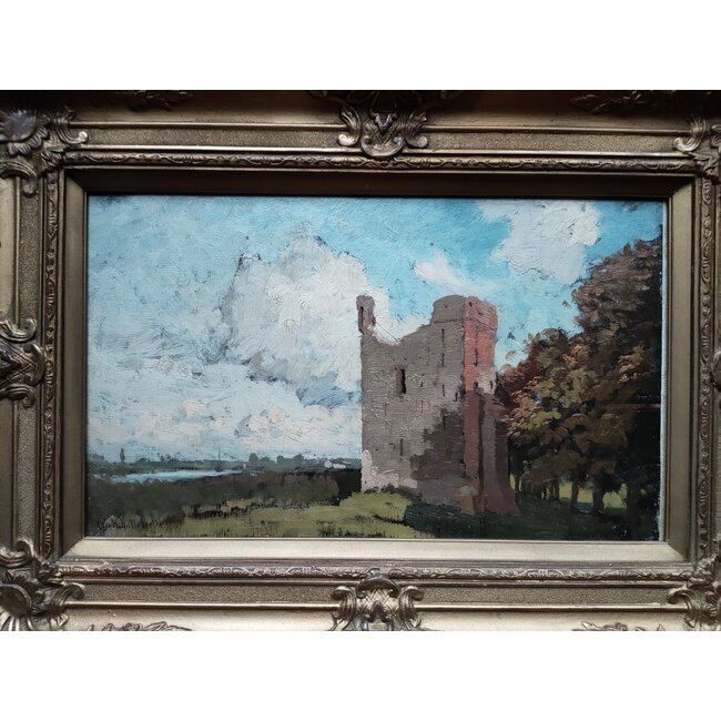 Hollestelle Jacob Huijbrecht 1858-1920 - Olieverf - Ruïne Huis te Merwede - Dordrecht