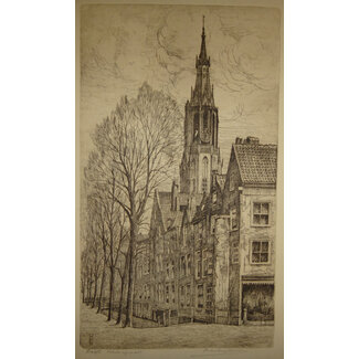Jansen Marinus 1885-1957 Ets - Delft - Voldersgracht