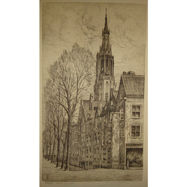 Jansen Marinus 1885-1957 - Ets - Delft - Voldersgracht