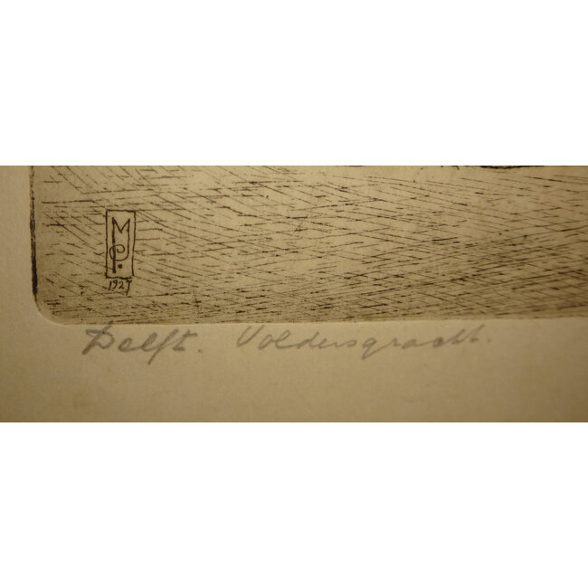 Jansen Marinus 1885-1957 - Ets - Delft - Voldersgracht