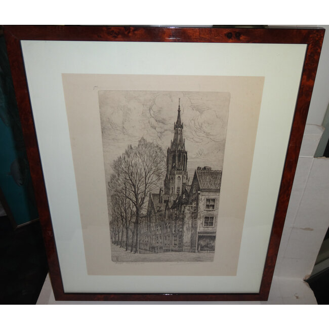 Jansen Marinus 1885-1957 - Ets - Delft - Voldersgracht
