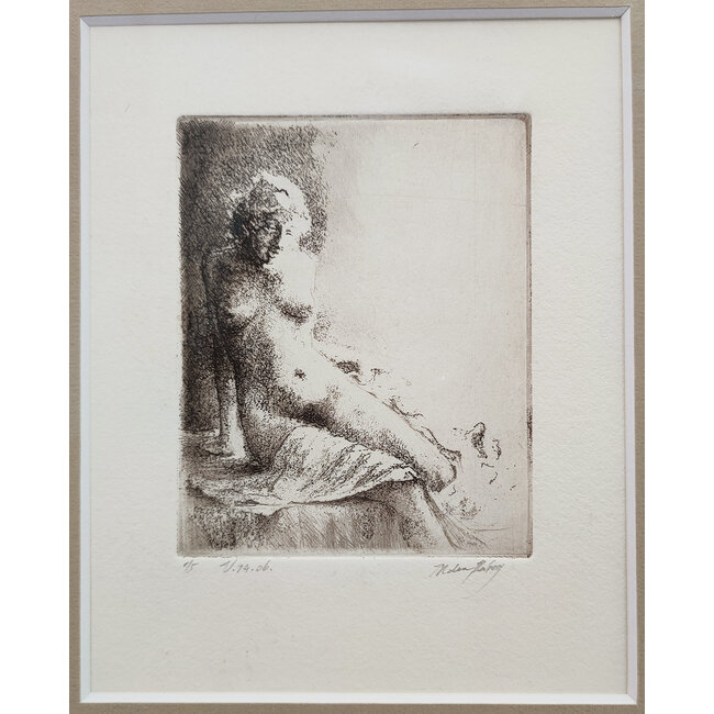 Hartog Mira den (1977) - Ets - Naakte dame zittend op bed