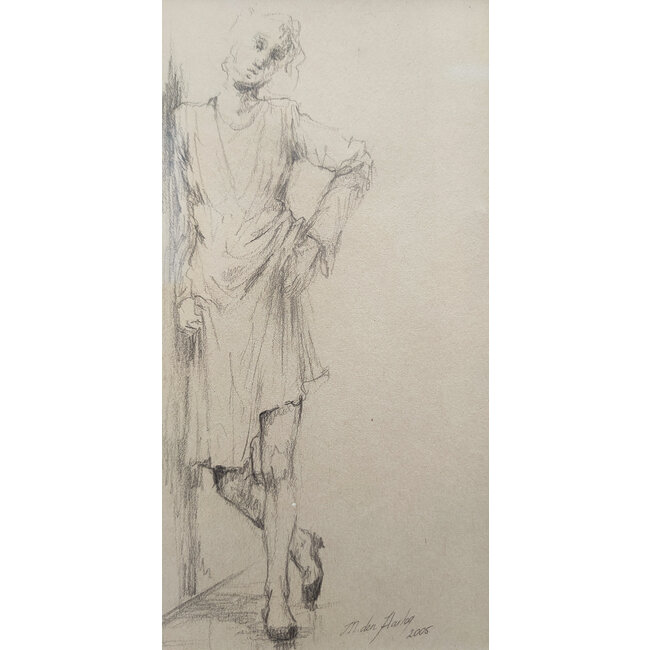 Hartog Mira den (1977) - Tekening - dubbel passe partout - staande en bukkende vrouw