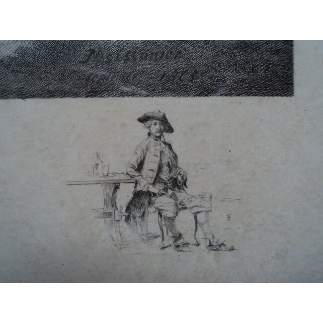 Jaques Jules 1841-1913 - Grafiek - Rustende ruiters bij een herberg