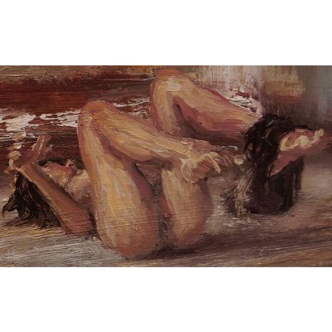 Leonardi Manuel - 1961 - Frans - Olieverf - Le petit porte - naakt in kamer