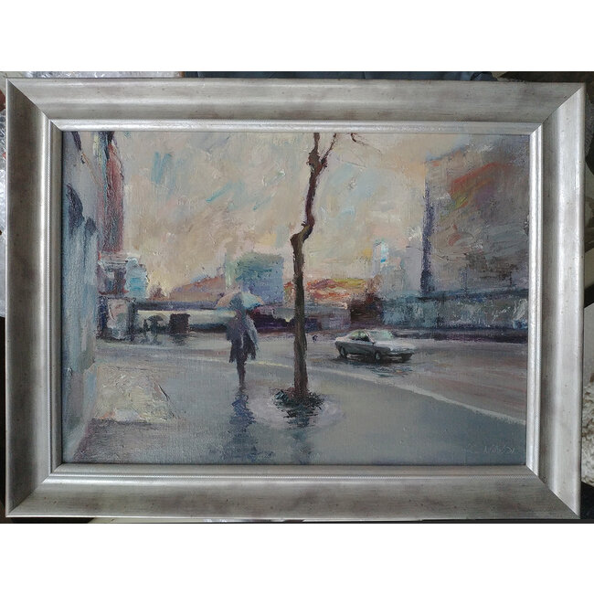 Leonardi Manuel - 1961 - Frans - Olieverf - Pluie Porte de Vanves - Paris