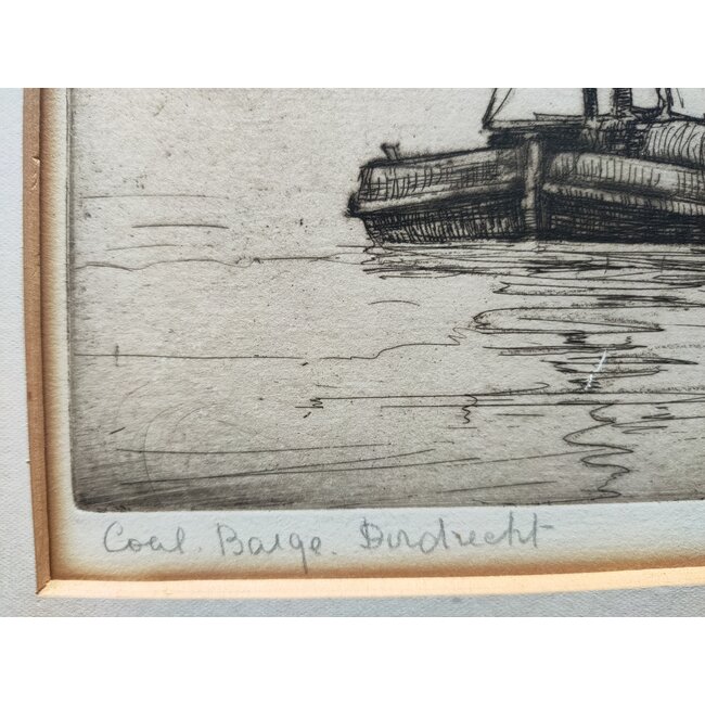 MacKenzie James Hamilton 1875-1926 Schots - Ets - Kolenschuit op de Oude Maas voor Dordrecht