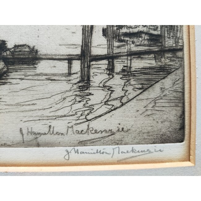 MacKenzie James Hamilton 1875-1926 Schots - Ets - Kolenschuit op de Oude Maas voor Dordrecht