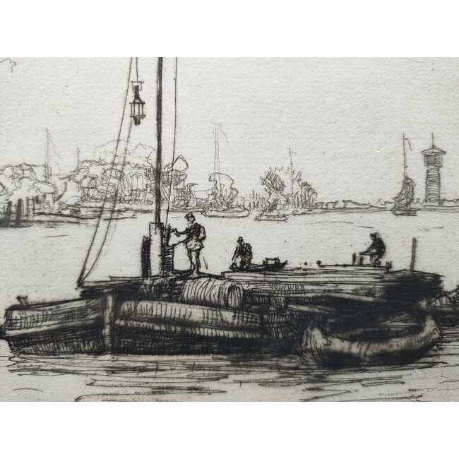 MacKenzie James Hamilton 1875-1926 Schots - Ets - Kolenschuit op de Oude Maas voor Dordrecht