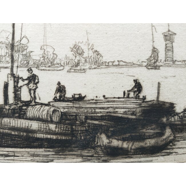 MacKenzie James Hamilton 1875-1926 Schots - Ets - Kolenschuit op de Oude Maas voor Dordrecht